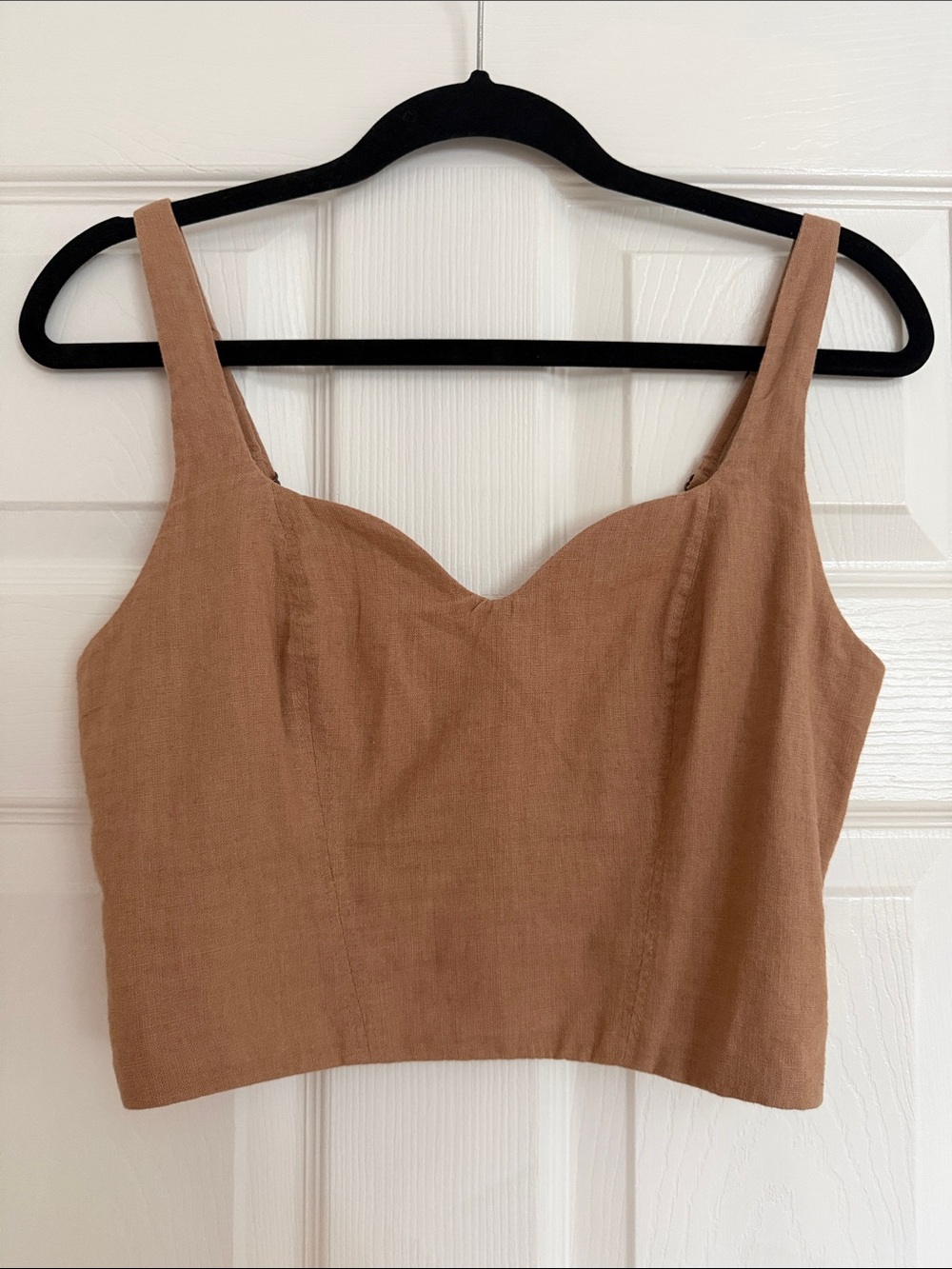 Abercrombie & Fitch Linen Blend Taupe crop top